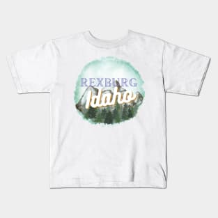 rexburg idaho mountain watercolor Kids T-Shirt